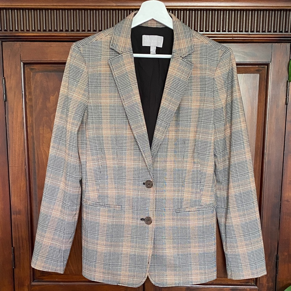 Chelsea28 Classic Glen Check Plaid single breasted Blazer like new Medium